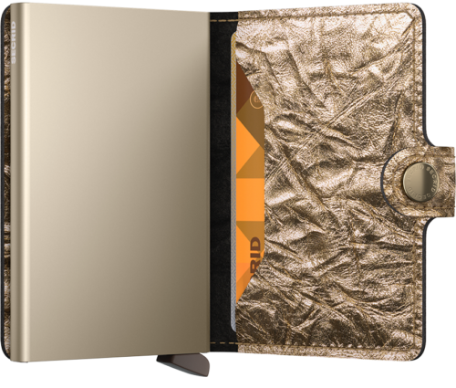 Secrid Miniwallet Crunch Gold open card compartment view