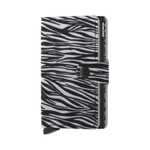 Secrid Miniwallet Zebra Light Grey closed front view on a pure white background