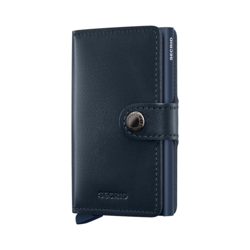 Secrid Miniwallet Original Navy-Navy closed front view on a pure white background