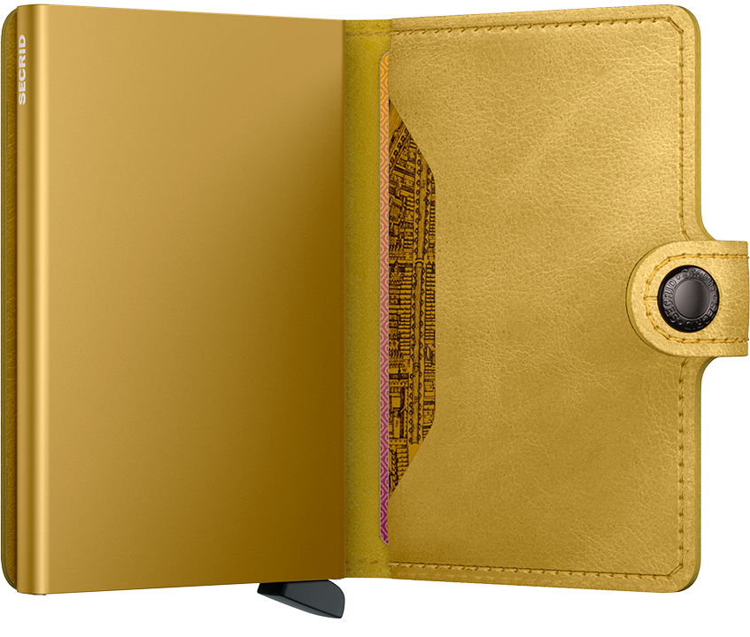 Secrid Miniwallet Vintage Yellow open card compartment view