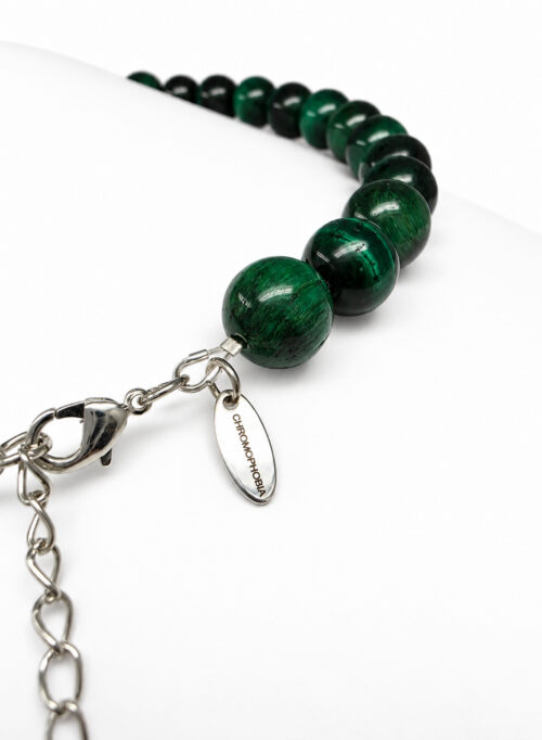 Chromophobia “Green Tiger Eye” Choker – necklace clasp and Chromophobia tag detail