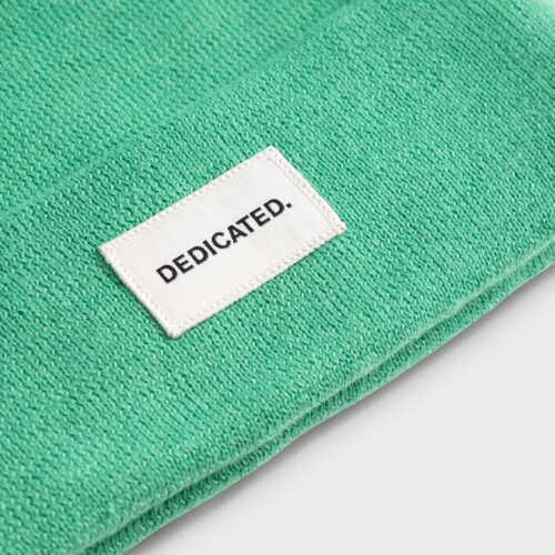 Dedicated Beanie Kiruna Winter Green – knit and logo patch detail