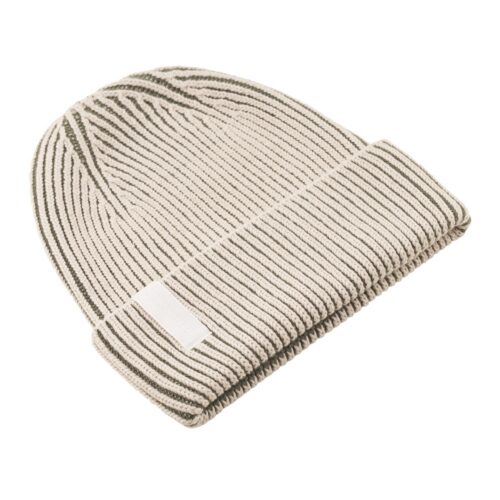 Dedicated Beanie Narvik Brioche Oat White/Leaf Green – on a white background