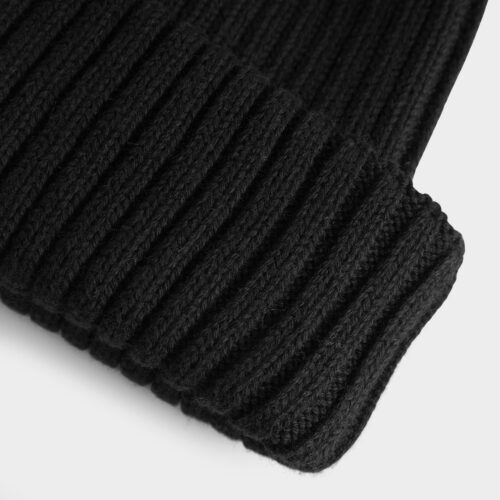 Dedicated Beanie Rutvik Black – knit and logo patch detail