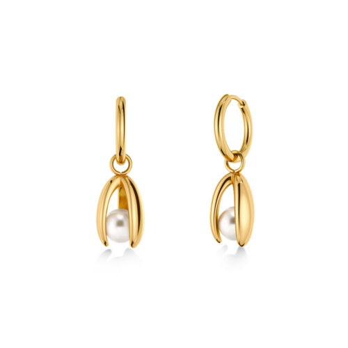 Edblad Moonrave Hoops L Gold Earrings on a white background