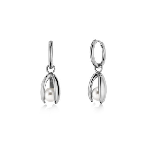 Edblad Moonrave Hoops L Steel Earrings on a white background