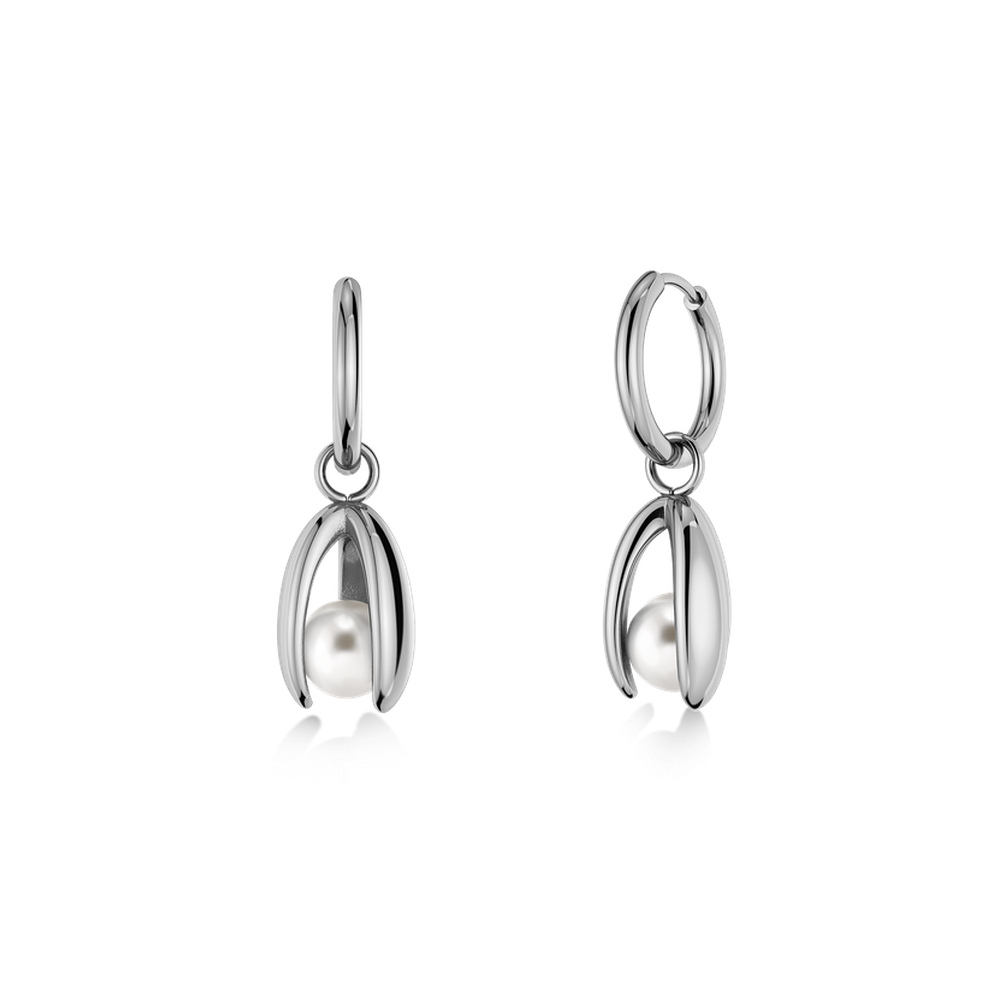 Edblad Moonrave Hoops L Steel Earrings on a white background