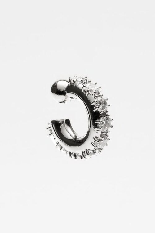 Justine Clenquet Nina Ear Cuff Palladium – ear cuff detail view